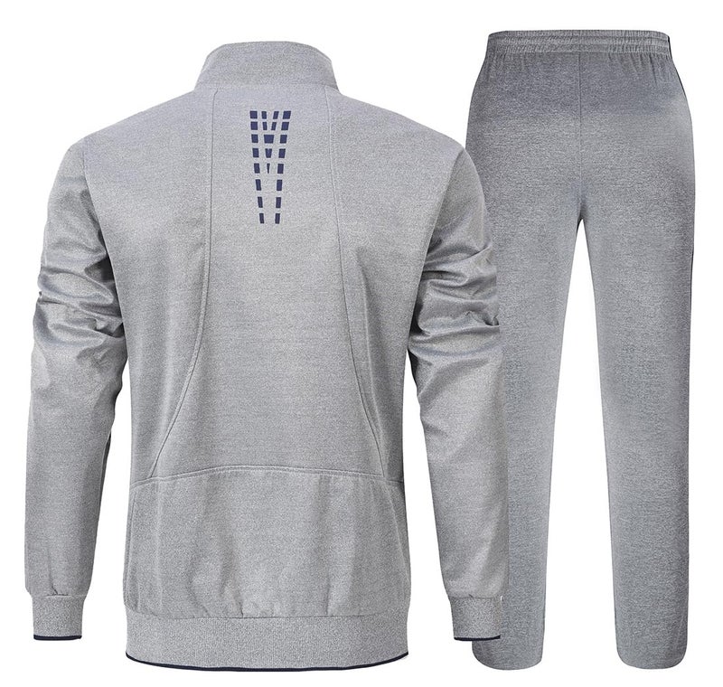 YSENTO Men's Tracksuits Outfits Set 2 Piece Jogging Suits Warm Up Sweatsuits Sweat Track Suits Sets Grey XL - Image 2